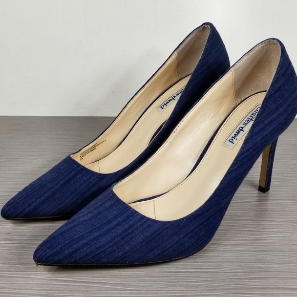 Chales David Caterina Pointy Toe Pump, Blue Textile, Womens Size 8 - Picture 3 of 10